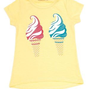 Wholesale Yellow girl t-shirt with ice cream