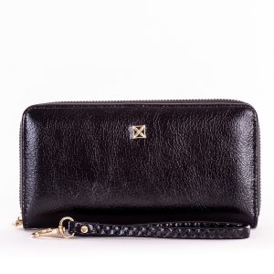 Wholesale Black Leatherette Long Zipper Wallet