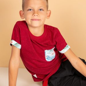 Wholesale Burgundy t-shirt for baby with exotic motifs