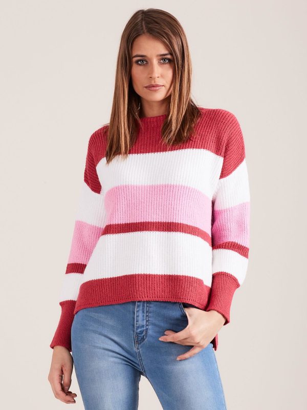 Wholesale Pink striped women's sweater