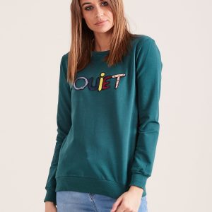 Wholesale Dark green sweatshirt QUIET