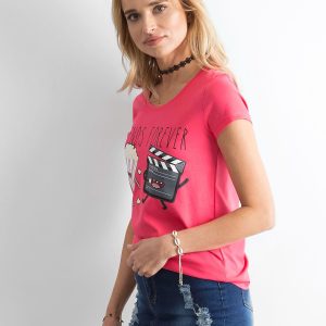 Wholesale Dark pink print t-shirt