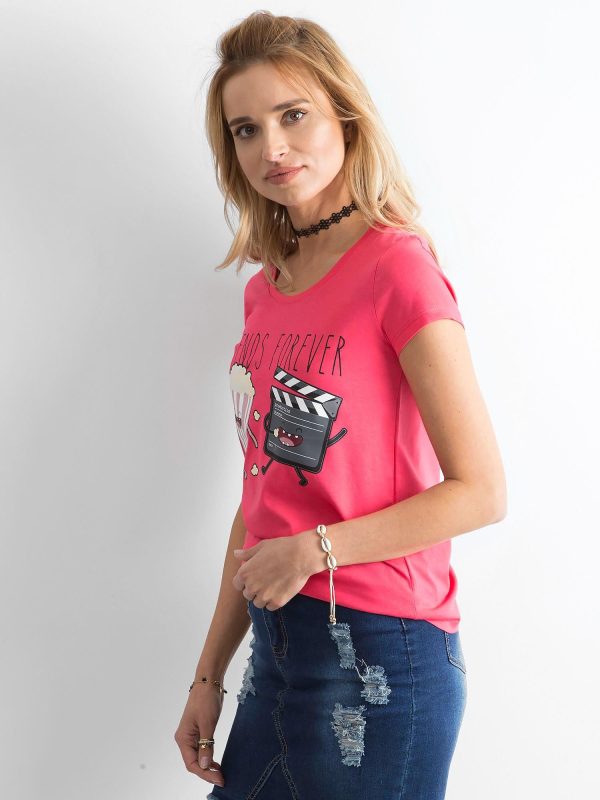 Wholesale Dark pink print t-shirt