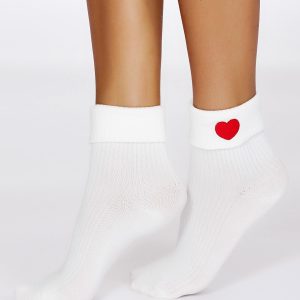 Wholesale FULLOFF White Socks with Heart Patch