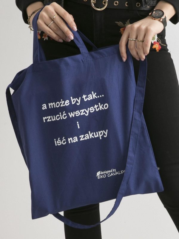Wholesale Dark blue eco-friendly bag with inscription