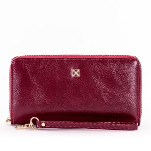 Wholesale Burgundy Leatherette Long Zipper Wallet