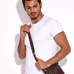 Wholesale Leather Men's Shoulder Bag Dark Brown