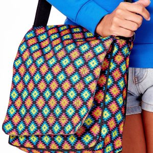 Wholesale Black bag with colorful geometric patterns