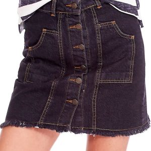 Wholesale Black denim skirt with fraying