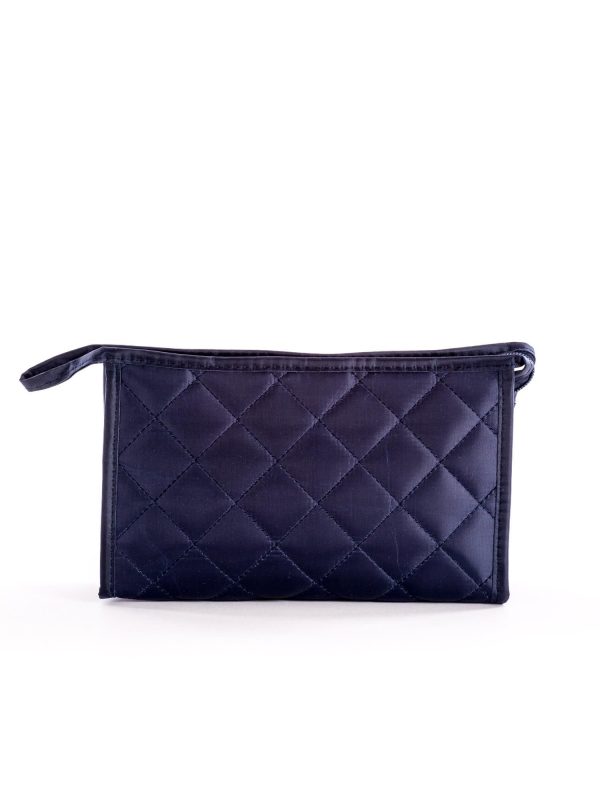 Wholesale Navy Blue Longitudinal Quilted Cosmetic Bag