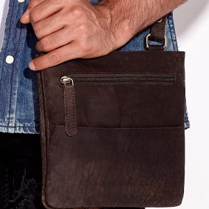 Wholesale Dark Brown Leather Men's Bag with Slitting Compartments