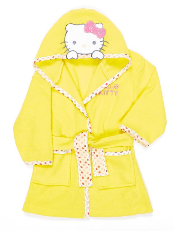 Wholesale Yellow bathrobe for girl with Hello Kitty motif