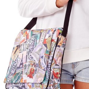 Wholesale White Shoulder Bag with Colorful Printing