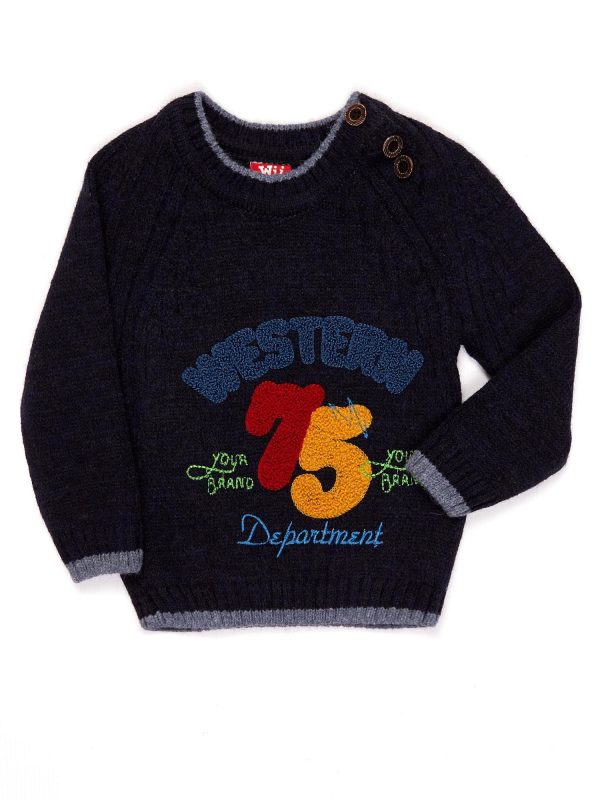 Wholesale Navy blue sweater for boy with inscription