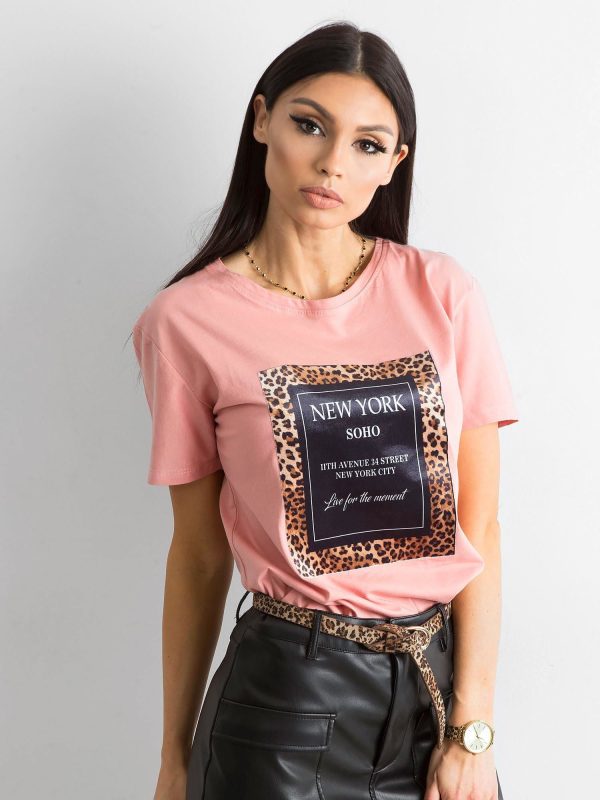 Wholesale Dirty pink t-shirt with a print