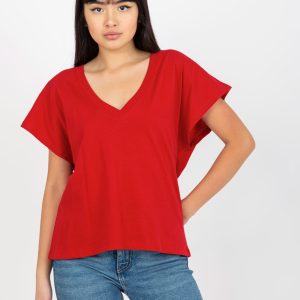 Wholesale Red T-shirt with V-neck