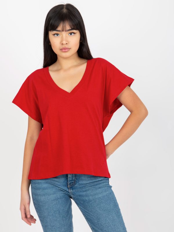 Wholesale Red T-shirt with V-neck