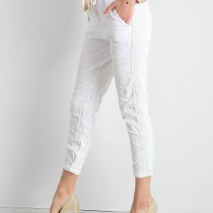 Wholesale White women's pants with stripes