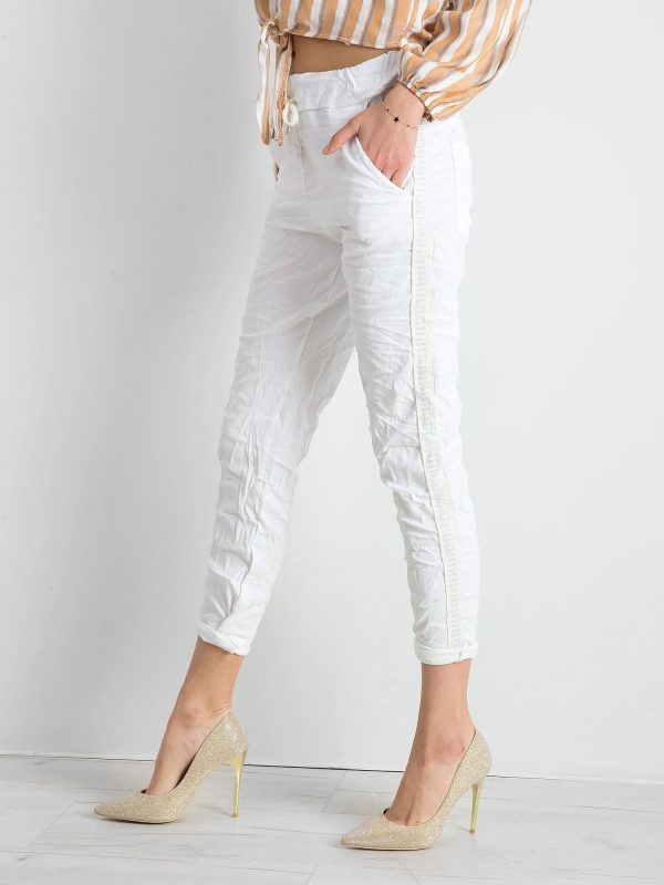 Wholesale White women's pants with stripes