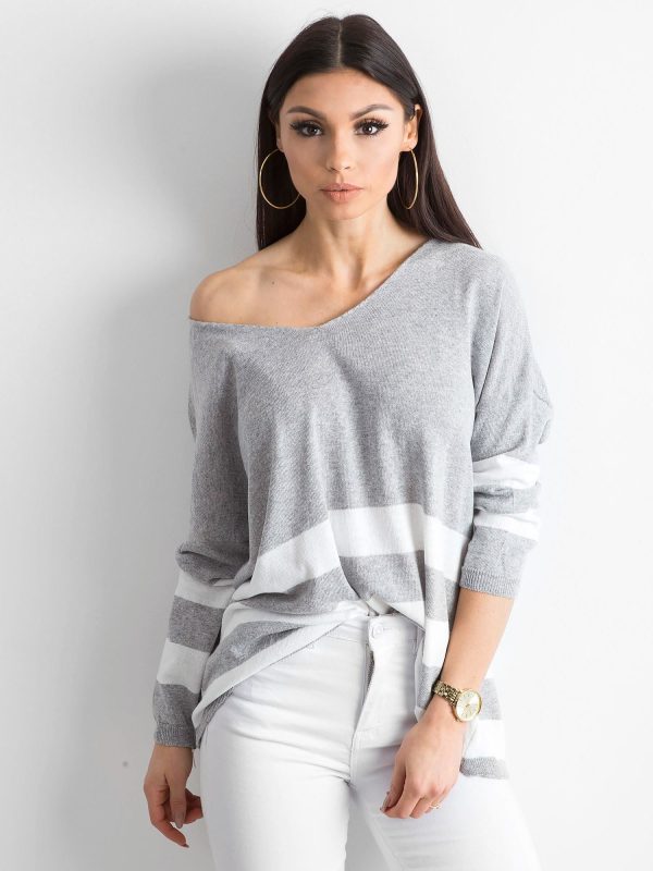 Wholesale Grey V-neck sweater