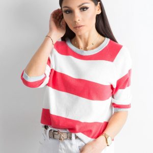 Wholesale Women's Coral Striped Sweater