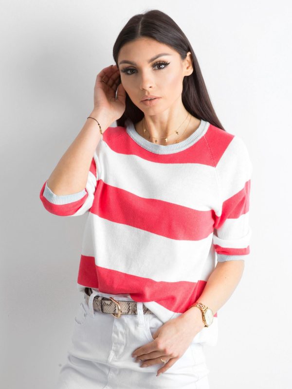 Wholesale Women's Coral Striped Sweater