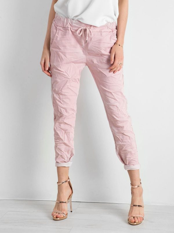 Wholesale Pink women's trousers with stripes