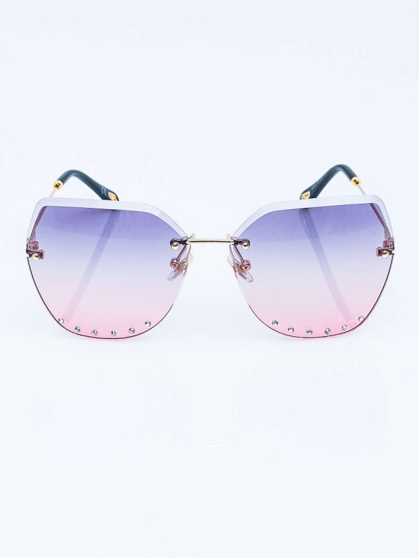 Wholesale Large Women Square Sunglasses NO FRAME With Zirconia