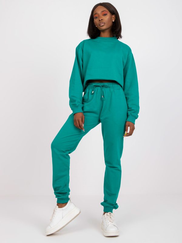 Wholesale Dark Green Basic High Waist Sweatpants