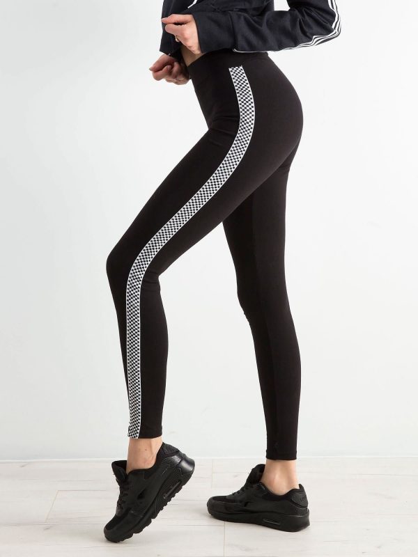 Wholesale Black Ladies Leggings with Stripe