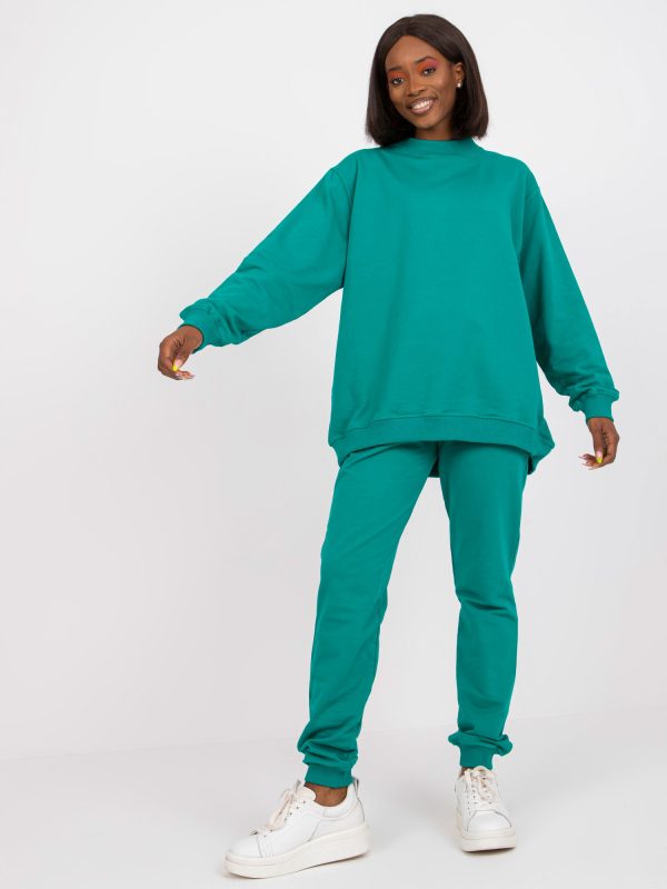 Wholesale Dark Green Basic Hooded Cotton Sweatshirt