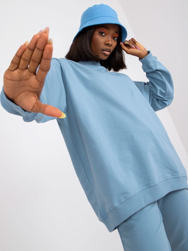 Wholesale Dirty blue sweatshirt without hood basic cotton