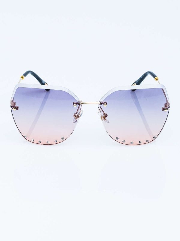 Wholesale Large Women Square Sunglasses NO FRAME With Zirconia