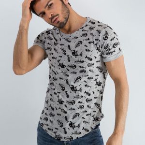 Wholesale Grey Patterned Men's T-Shirt