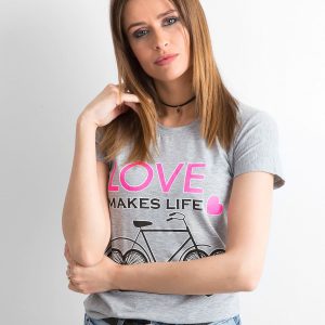 Wholesale Grey T-shirt for women with prints