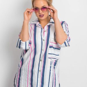 Wholesale Navy Blue and Pink Plus Size Fortune Shirt