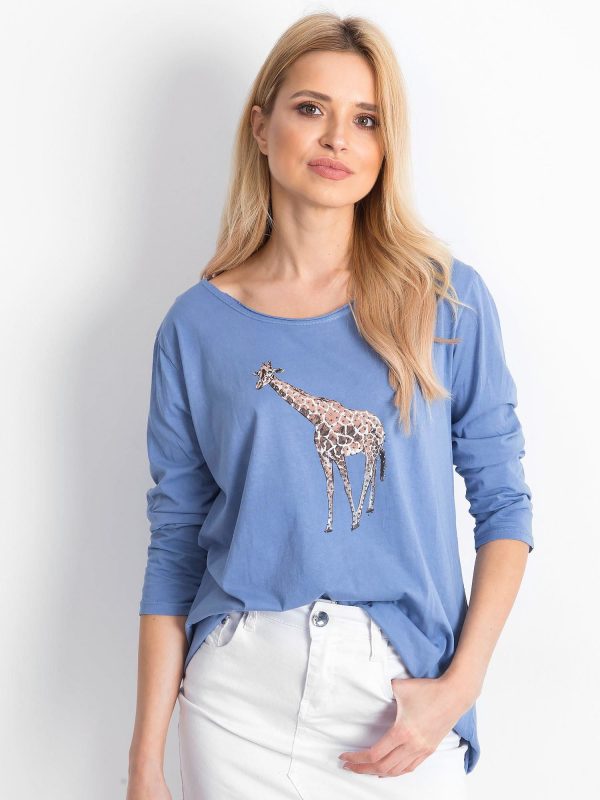 Wholesale Giraffe blue blouse