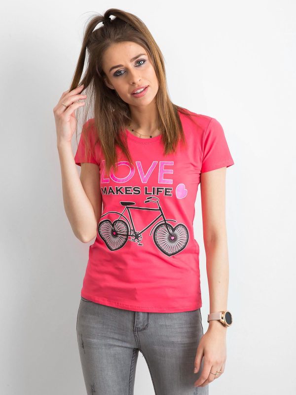 Wholesale Women's Coral T-Shirt with Prints