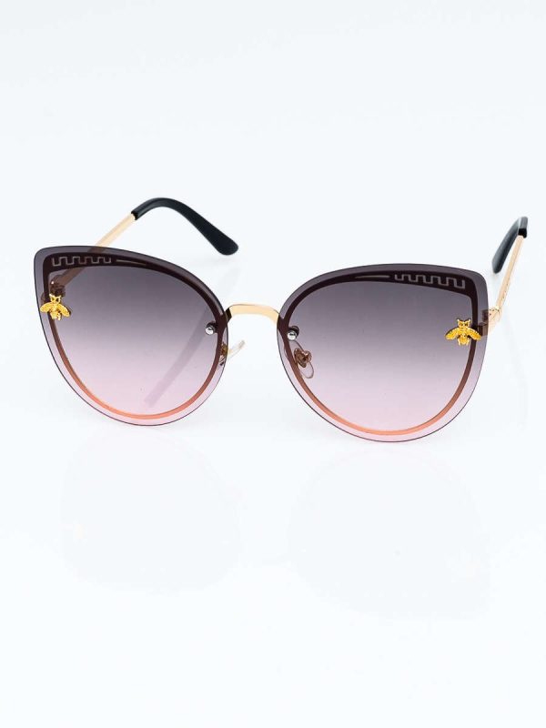 Wholesale Green Pink Women's CAT EYE Sunglasses With Insect