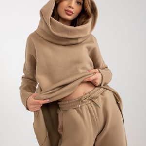 Wholesale Dark beige basic sweatshirt set with trousers