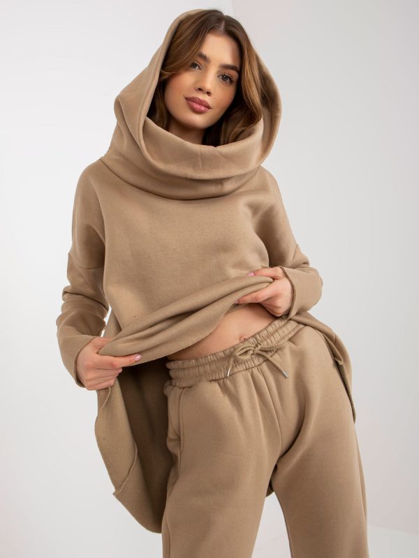 Wholesale Dark beige basic sweatshirt set with trousers