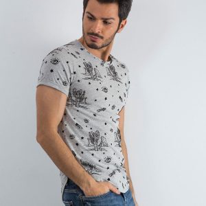 Wholesale Grey T-shirt for men with prints