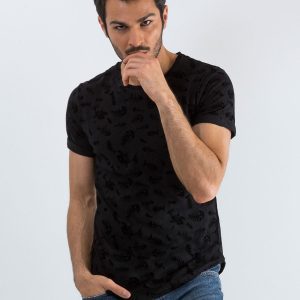 Wholesale Men's Black Pattern T-Shirt