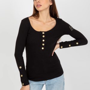 Wholesale Black fitted blouse with stripe OCH BELLA