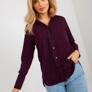 Wholesale Dark Purple Ladies Classic Long Sleeve Shirt