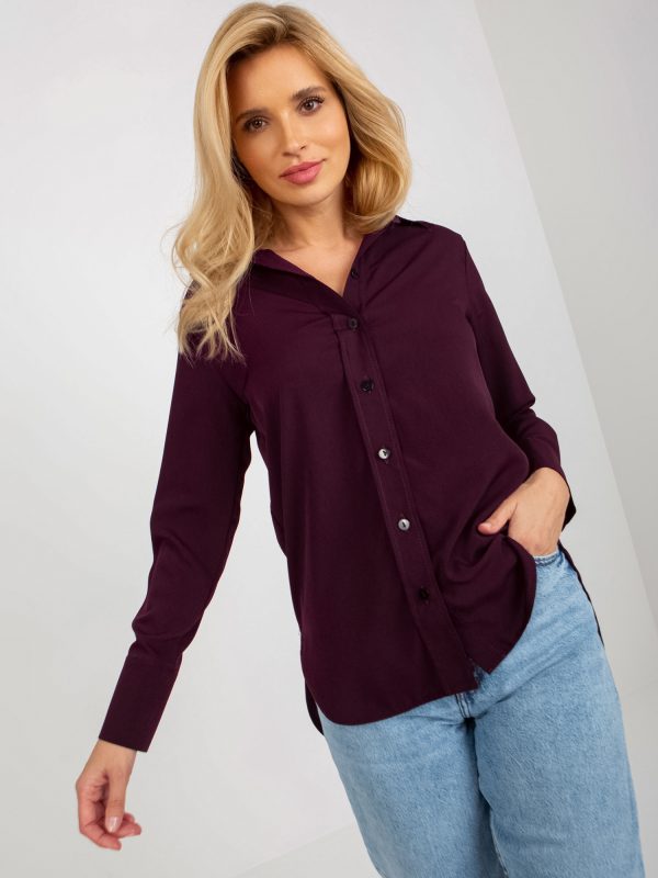 Wholesale Dark Purple Ladies Classic Long Sleeve Shirt