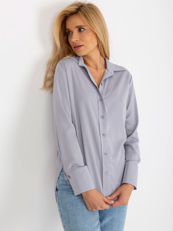 Wholesale Grey Ladies Classic Long Sleeve Shirt