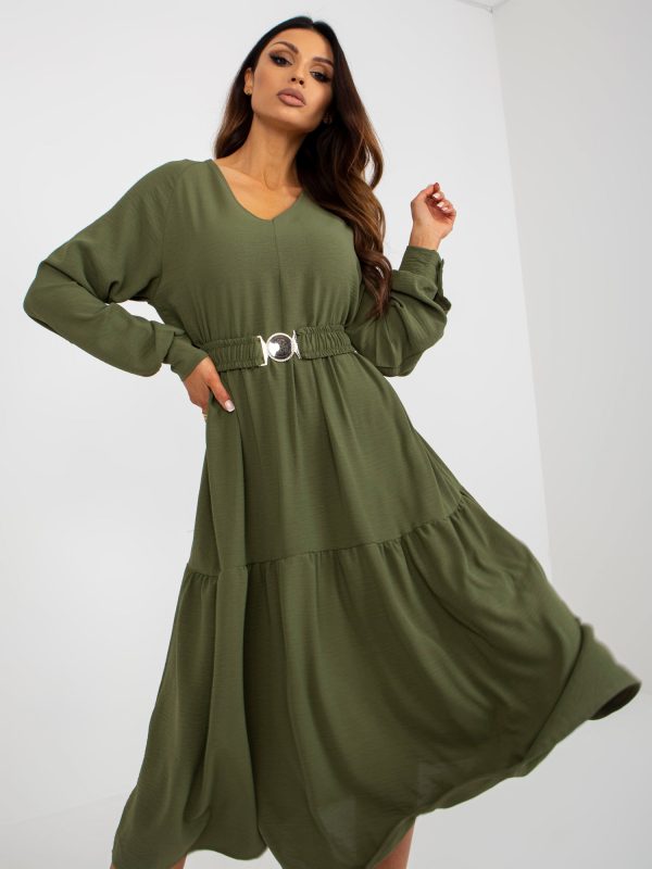 Wholesale Khaki midi delighted ruffle dress OCH BELLA