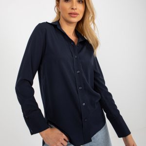 Wholesale Navy blue elegant classic shirt with collar