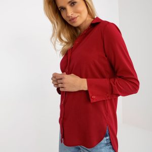 Wholesale Burgundy women's classic shirt with collar